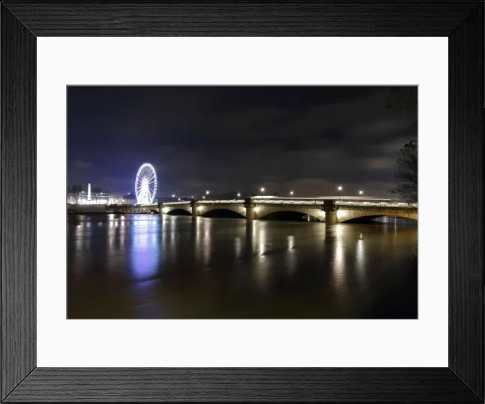 Framed Print : A view shows the Pont de la Concorde bridge, the Grande Roue de Paris Framed Print : A view shows the Pont de la Concorde bridge, the Grande Roue de Paris