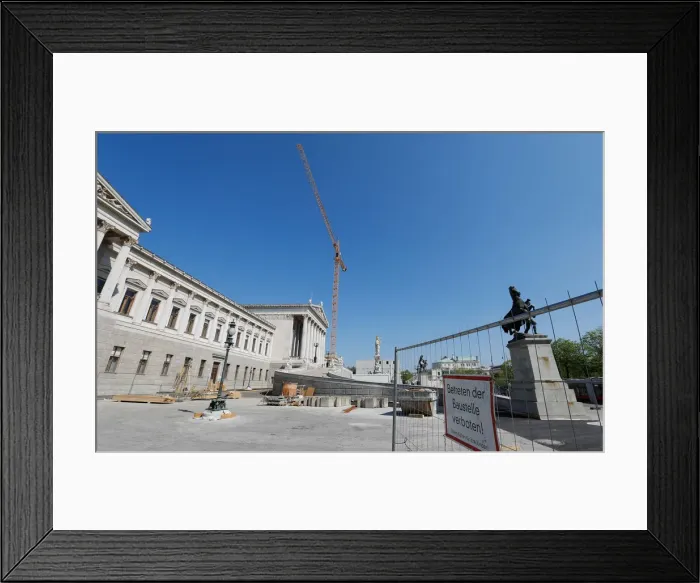 Framed Print : The Austrian Parliament building is seen under construction in Vienna Framed Print : The Austrian Parliament building is seen under construction in Vienna