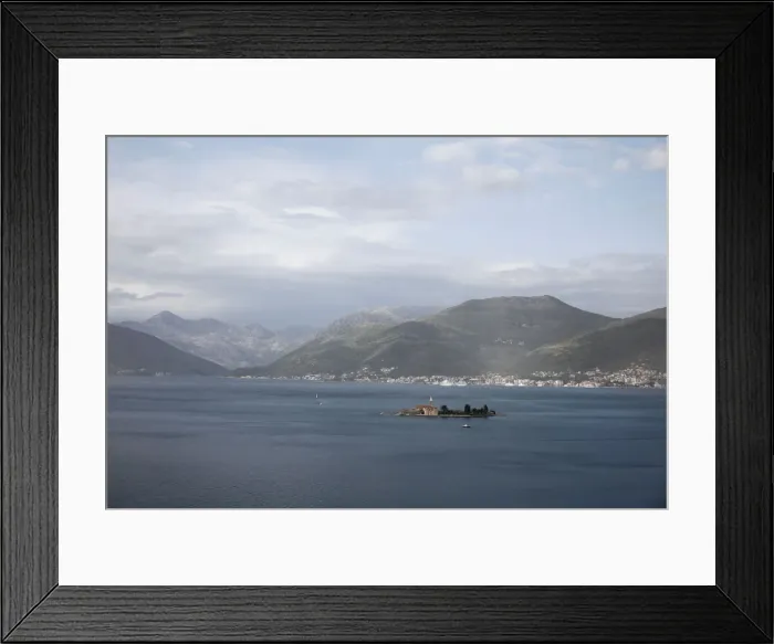 Framed Print : A church is seen on a small island near Tivat Framed Print : A church is seen on a small island near Tivat