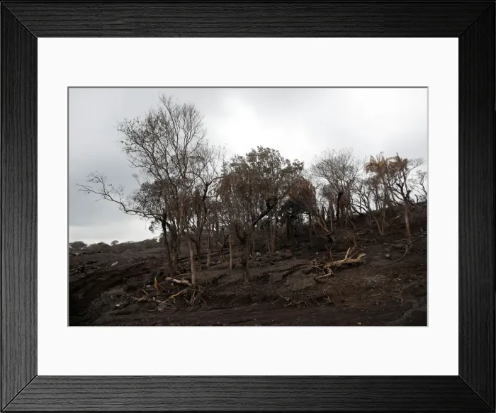 Framed Print : A view of an area affected by a lahar from Fuego volcano at El Rodeo