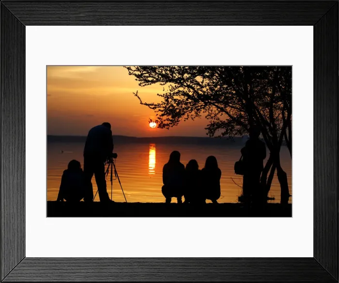 Framed Print : People enjoy sunset at a lake on the outskirts of Minsk Framed Print : People enjoy sunset at a lake on the outskirts of Minsk