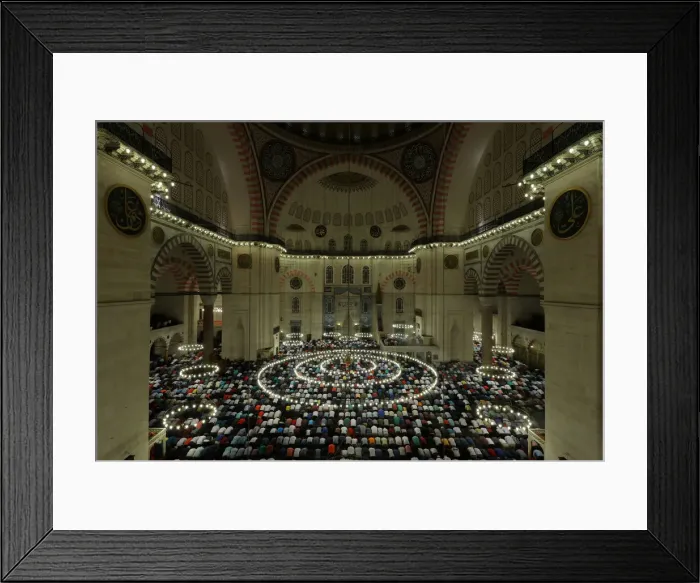 Framed Print : Muslims take part in evening prayers called Tarawih on Laylat al-Qadr or Night of Framed Print : Muslims take part in evening prayers called Tarawih on Laylat al-Qadr or Night of