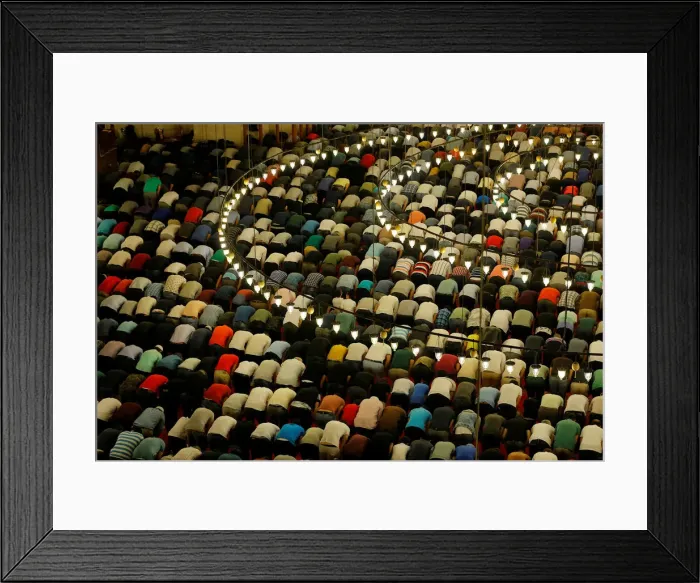 Framed Print : Muslims take part in evening prayers called Tarawih on Laylat al-Qadr or Night of Framed Print : Muslims take part in evening prayers called Tarawih on Laylat al-Qadr or Night of