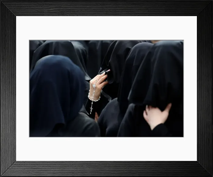 Framed Print : Worshippers take part in the procession of the Madonna della Vergine Desolata during Framed Print : Worshippers take part in the procession of the Madonna della Vergine Desolata during