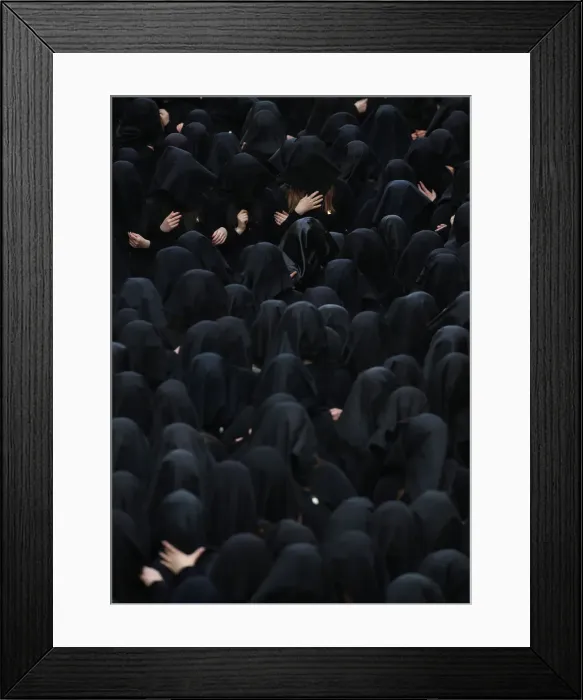 Framed Print : Worshippers take part in the procession of the Madonna della Vergine Desolata during Framed Print : Worshippers take part in the procession of the Madonna della Vergine Desolata during
