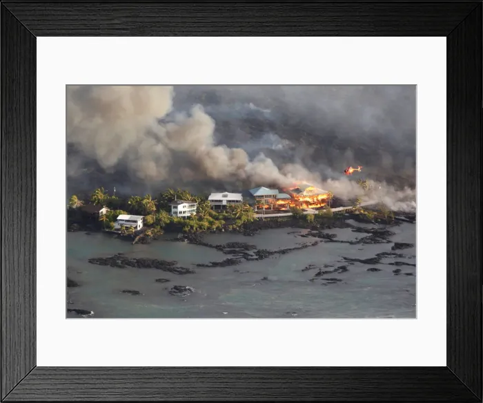 Framed Print : Lava destroys homes in the Kapoho area, east of Pahoa Framed Print : Lava destroys homes in the Kapoho area, east of Pahoa