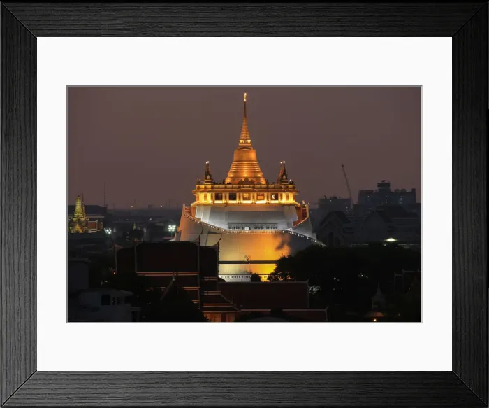 Framed Print : Wat Saket Temple is seen during dusk in Bangkok Framed Print : Wat Saket Temple is seen during dusk in Bangkok