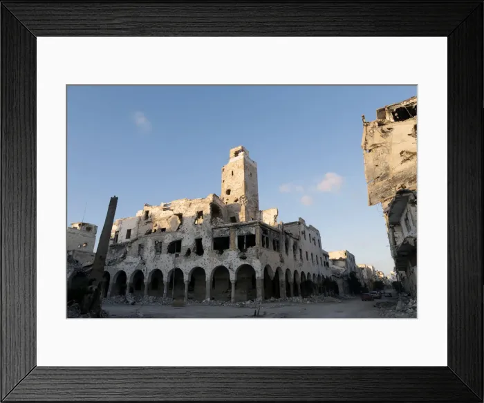 Framed Print : Historic building, that was ruined during a three-year conflict, is seen in Benghazi Framed Print : Historic building, that was ruined during a three-year conflict, is seen in Benghazi