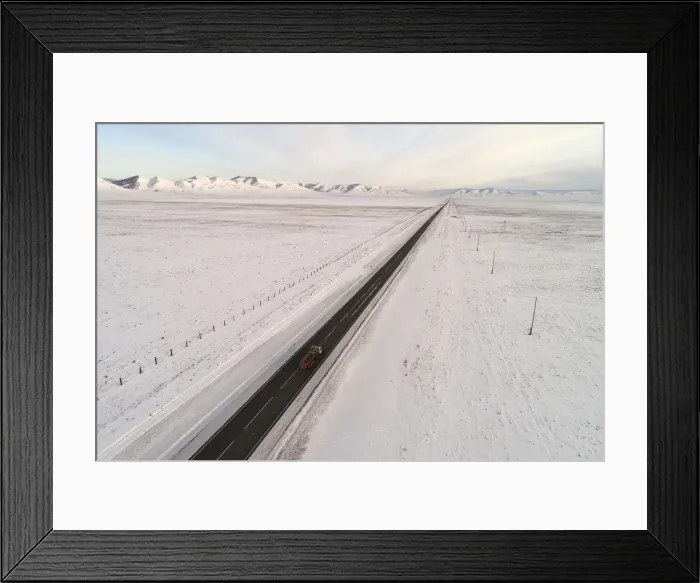 Framed Print : A general view shows the R257 federal highway in the Republic of Tuva