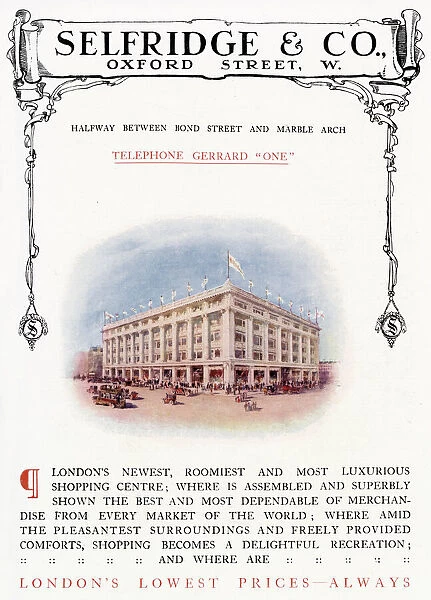 Advertising insert for the newly opened Selfridges department store on Oxford Street