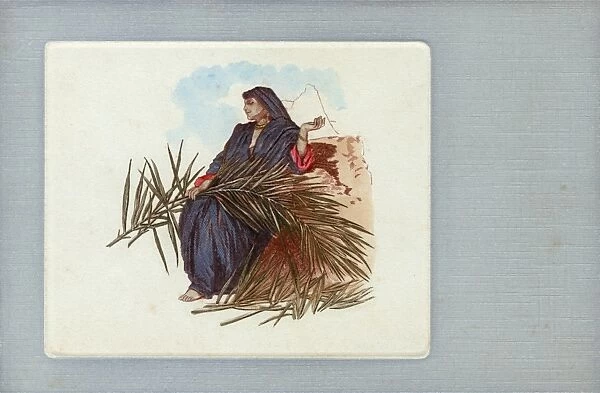 Arab Woman with palm fronds, Egypt