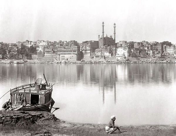 Benares, (Varanasi) across the Ganges river, India, c. 1880 s