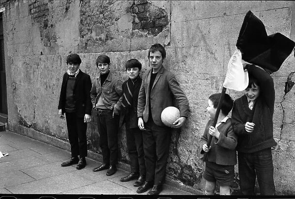 Boys with flag and football, Belfast, Northern Ireland