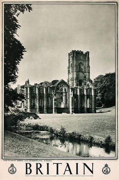 Britain poster, Fountains Abbey near Harrogate, Yorkshire
