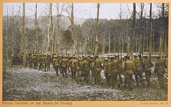 British Infantry Marching to the front - France, WWI