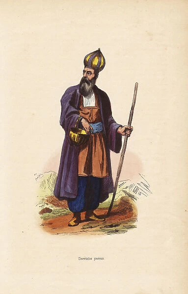 Dervish man from Persia (Iran) wearing onion-shaped hat