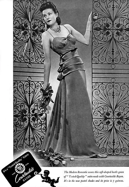 Evening gown made with Courtaulds Rayon advert, 1939