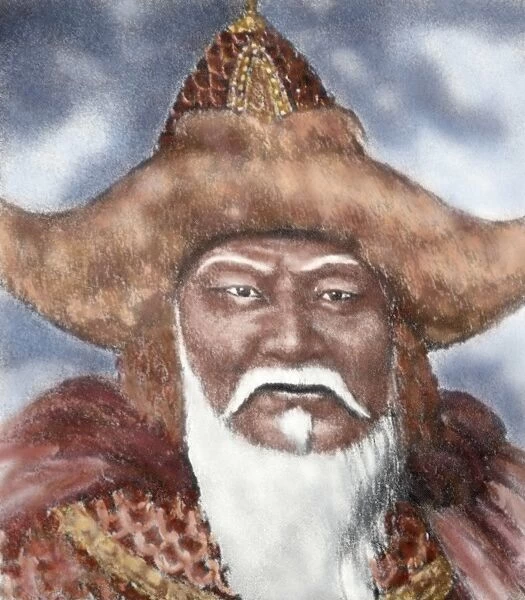 Genghis Khan (1162-1227). Engraving. Colored