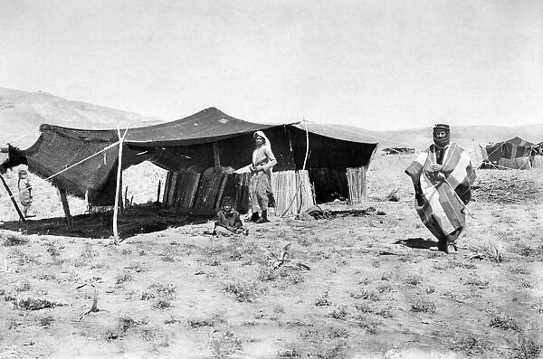 Group of Bedouins with their tent, Holy Land
