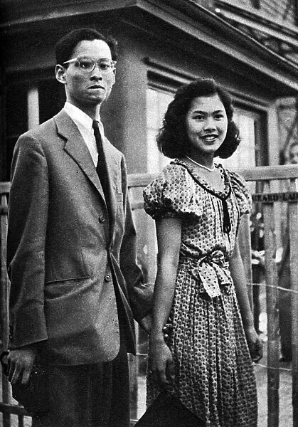 King Bhumibol Adulyadej and future Queen Sirikit