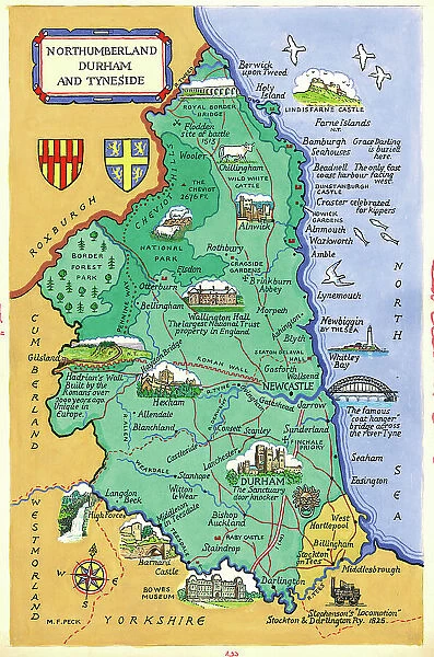 Map - Northumberland and Durham and Tyneside