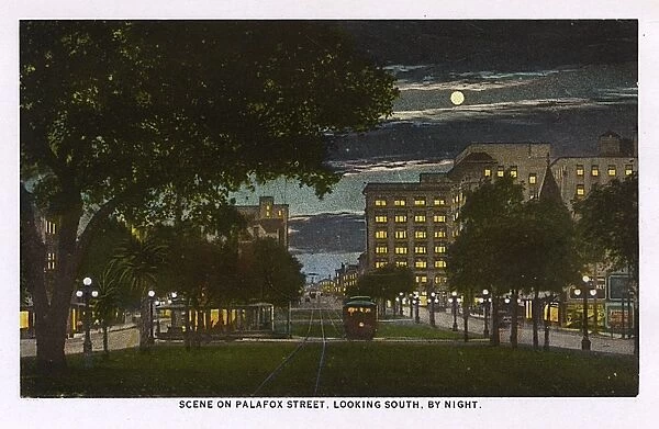 Palafox Street by night, Pensacola, Florida, USA