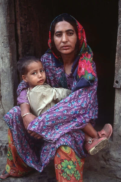 Portrait of mother and boy child, Kashmir