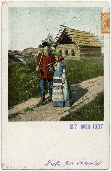 Russia - Rural Peasant Couple and their well-ventilated home