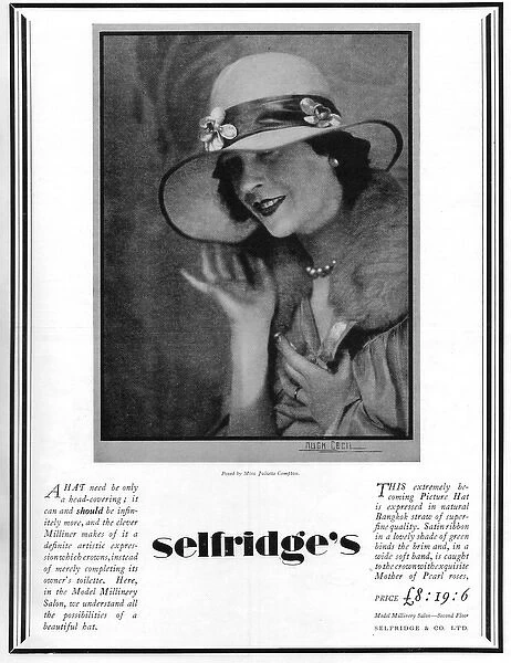 Selfridges Hat Advert, 1927