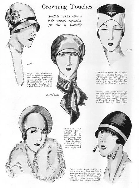 Small hats featured in the Deauville season, 1927