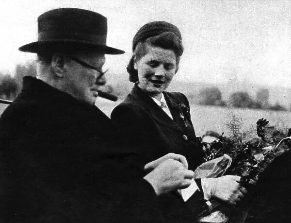 Winston Churchill and his daughter in Switzerland, 1946