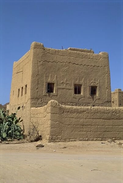 Mud built fortress house with decorated windows
