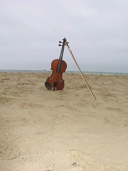 Violin on beach