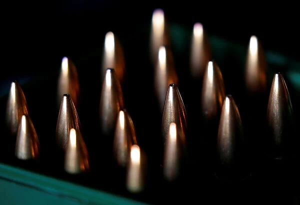 30-06 Springfield caliber bullets are seen at a shooting range in Rome