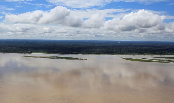 An aerial view of the Amazon river, before the signing of a document by Colombia s