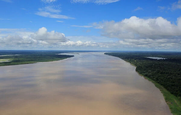 An aerial view of the Amazon river, before the signing of a document by Colombia s