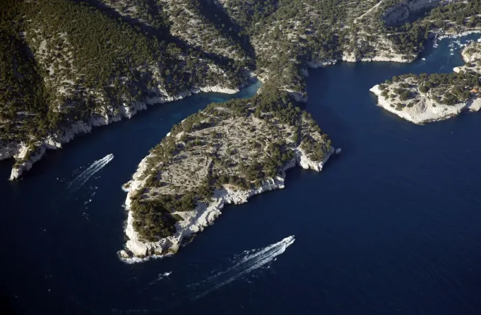 Framed Print : An aerial view shows the Calanques National Park near Marseille Framed Print : An aerial view shows the Calanques National Park near Marseille