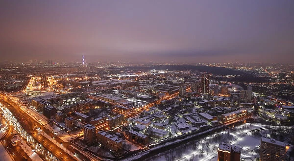 An aerial view shows the city of Moscow
