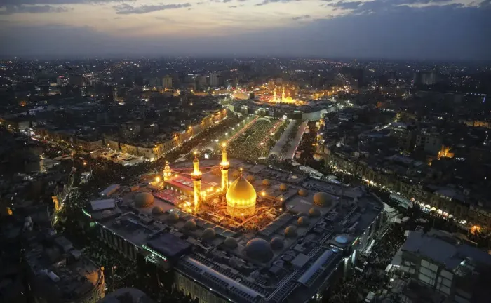 Framed Print : An aerial view shows the Shrines of Imam al-Abbas and Imam al-Hussein during the commemoration