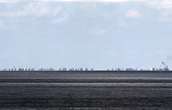 The alleged on-going land reclamation of China at Subi reef is seen from Pagasa island