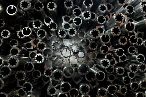 Aluminium heater tubes are seen inside a factory in Dongguan