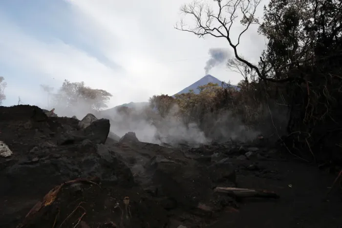 Framed Print : An area affected by a lahar from Fuego volcano is seen in El Rodeo