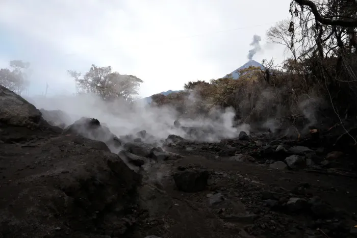 Framed Print : An area affected by a lahar from Fuego volcano is seen in El Rodeo