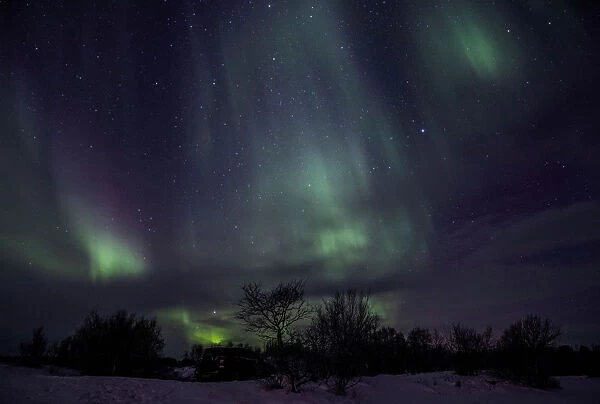 The Aurora Borealis (Northern Lights) is seen in the sky outside Murmansk