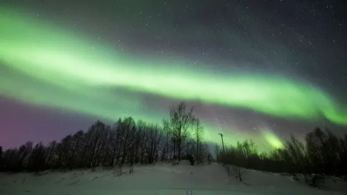 Framed Print : The Aurora Borealis (Northern Lights) is seen over the sky near Rovaniemi in Lapland