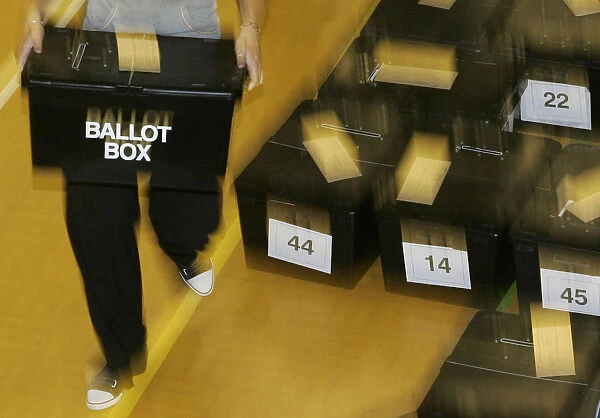 A Ballot box is carried into the count centre after the Hartlepool by-election
