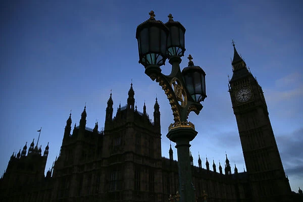The Big Ben clocktower and the Houses of Parliament are seen in the early morning in