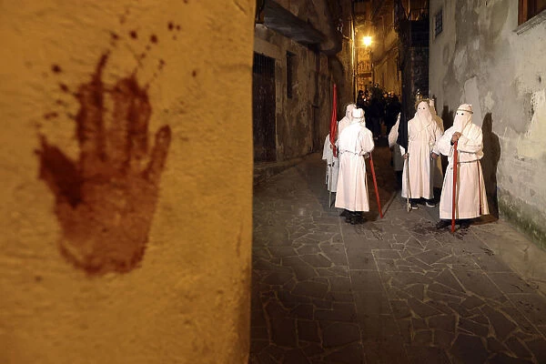 Bloody handprints of penitents called battenti, or beaters