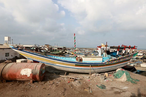 Boat is pictured at the fishing port of the Red Sea city of Hodeida, Yemen