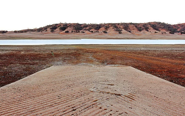 A boat ramp leads to the drought-affected Split Rock Dam near Tamworth